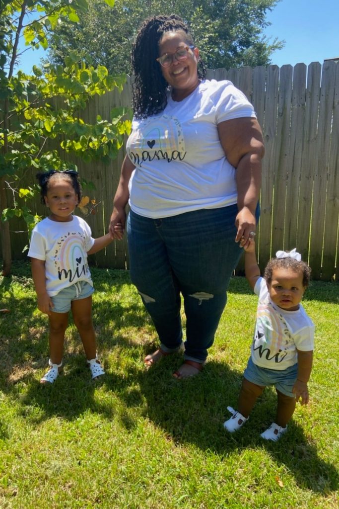 plus size mom with two girls