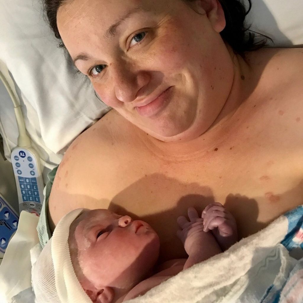 plus size woman after giving birth 