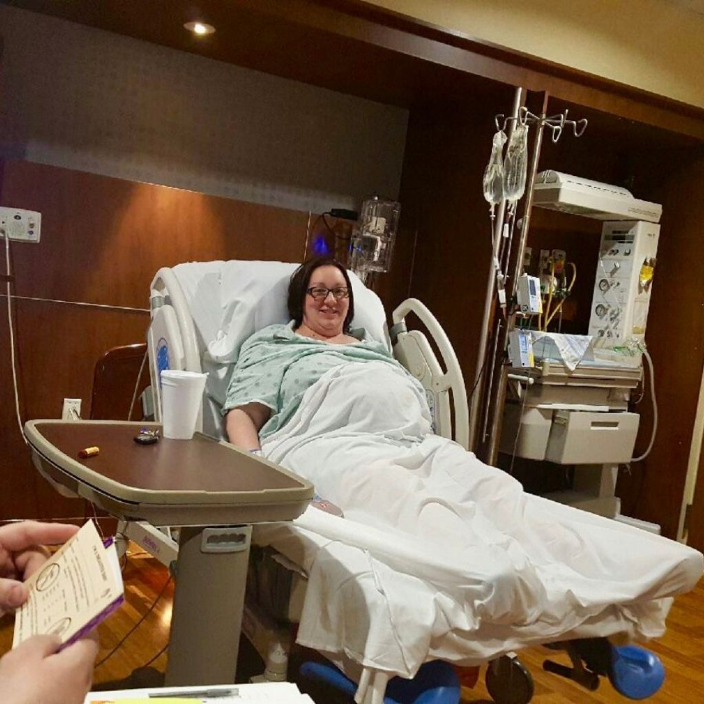 plus size woman in labor and delivery bed 