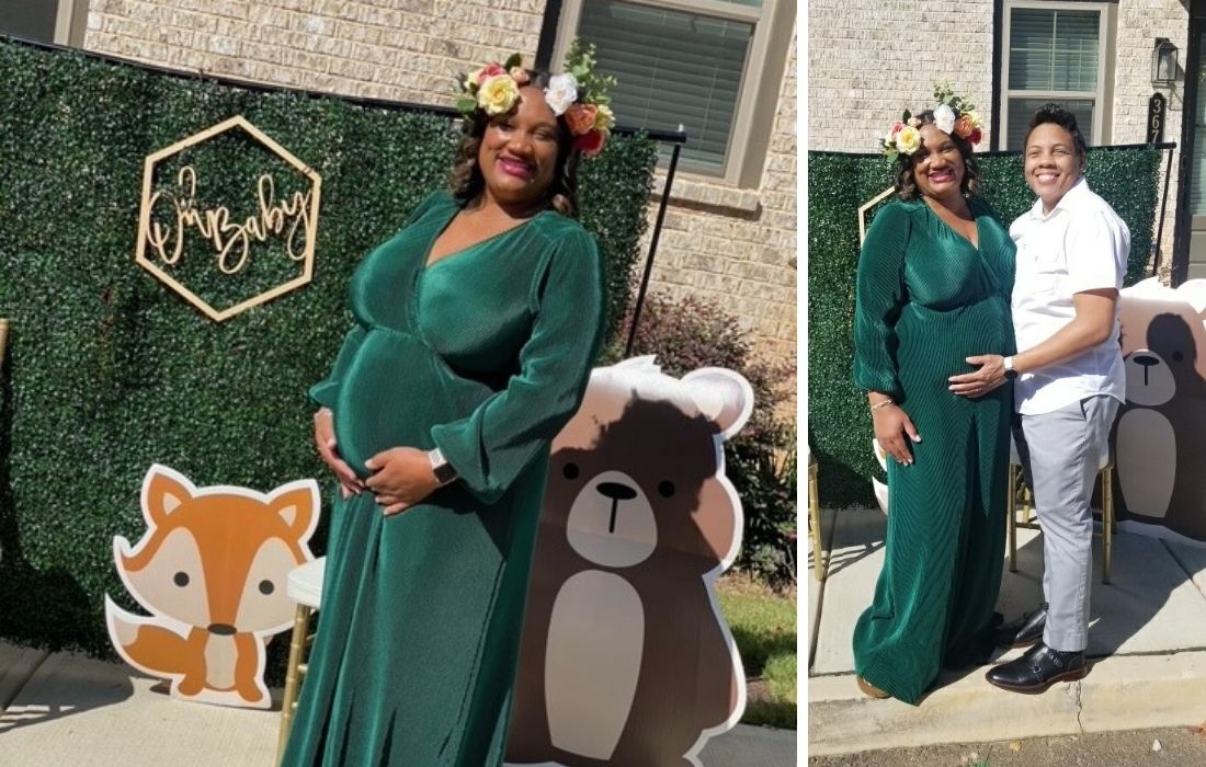 plus size pregnant woman with her wife