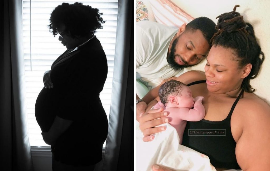 plus size pregnant woman and family 