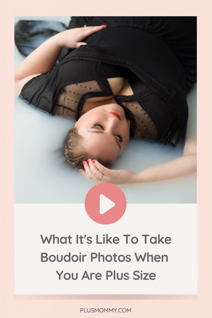 plus size woman in a milk bath for a plus size boudoir photo shoot 