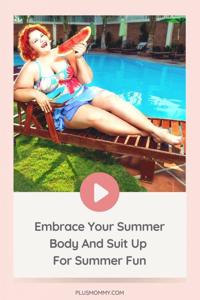 plus size woman in a bathing suit celebrating her summer body 