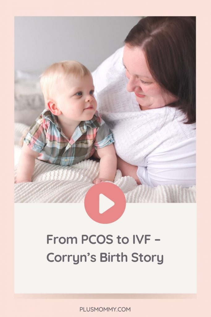 plus size mom with young son she got from PCOS to IVF