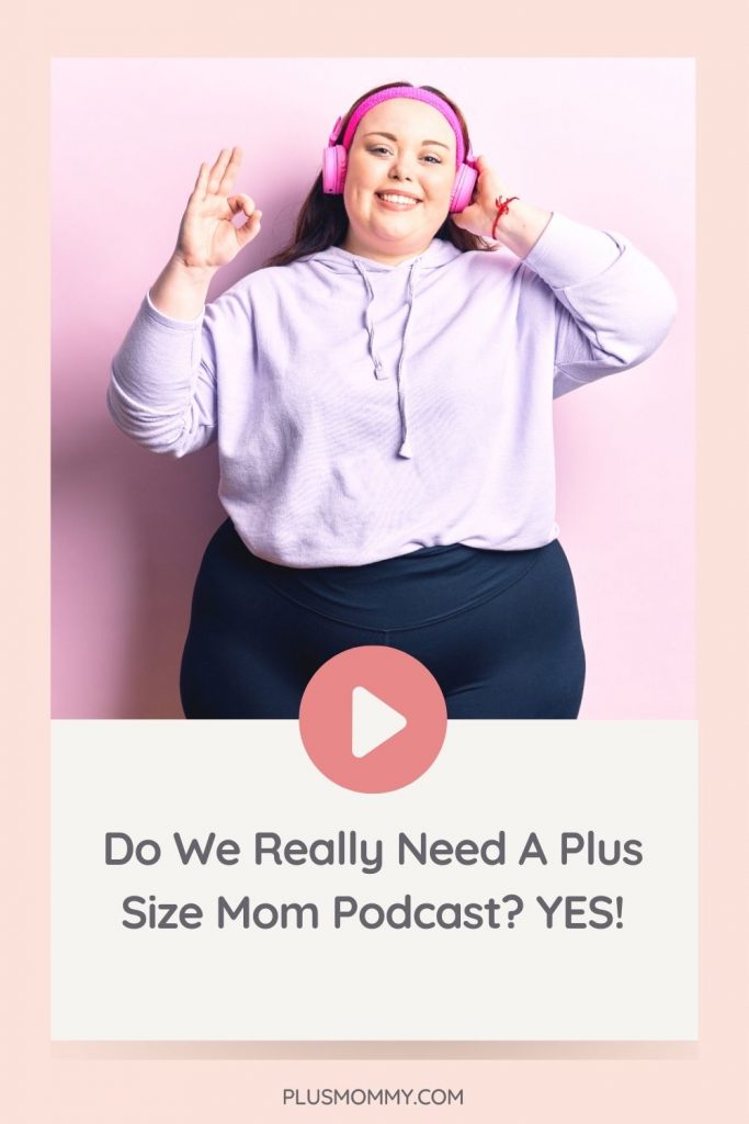 plus size woman listening to a plus size mom podcast 