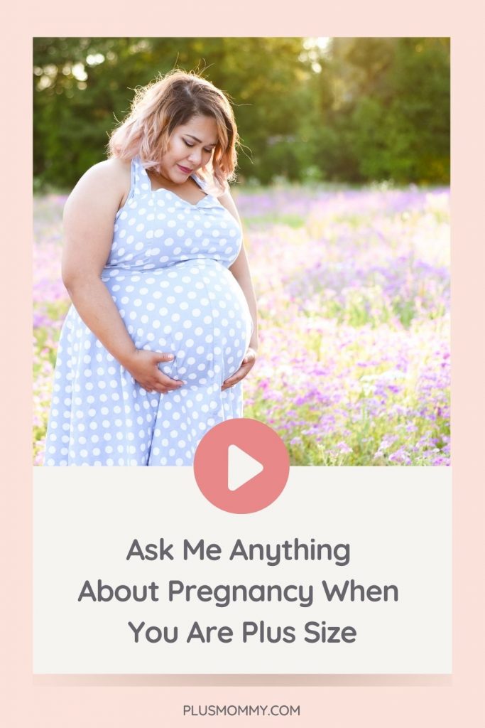 plus size pregnant woman in a purple dress 