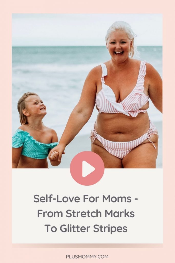 plus size mom on the beach with her daughter 