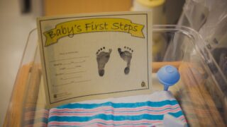 newborn baby bed and foot prints