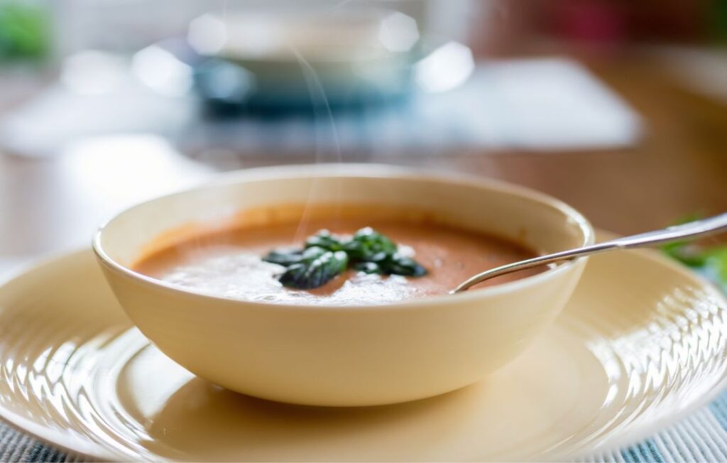 Soup for postpartum in a yellow bowl